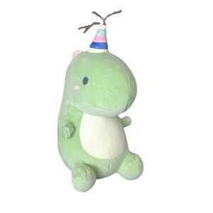 Goodnight Baby Birthday Dinosaur Plush Stuffed Animal Mint Green Striped Hat